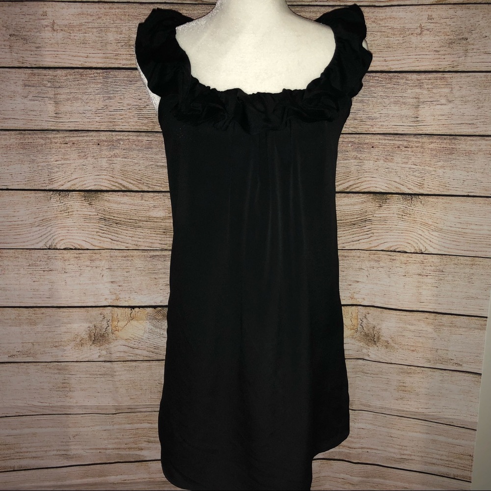 Pins & Needles Black Tunic Ruffled Neckline SZ S